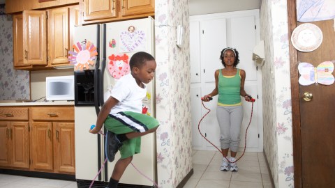 Taking breaks for fun activities like jump roping can lower homework stress and improve focus.